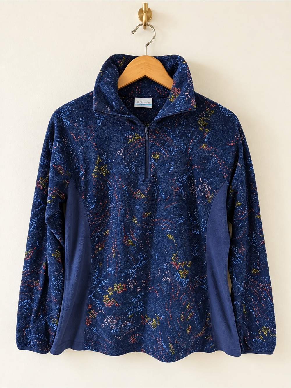 Columbia Women’s XL Navy Blue Printed Fleece Pullover Half Zip